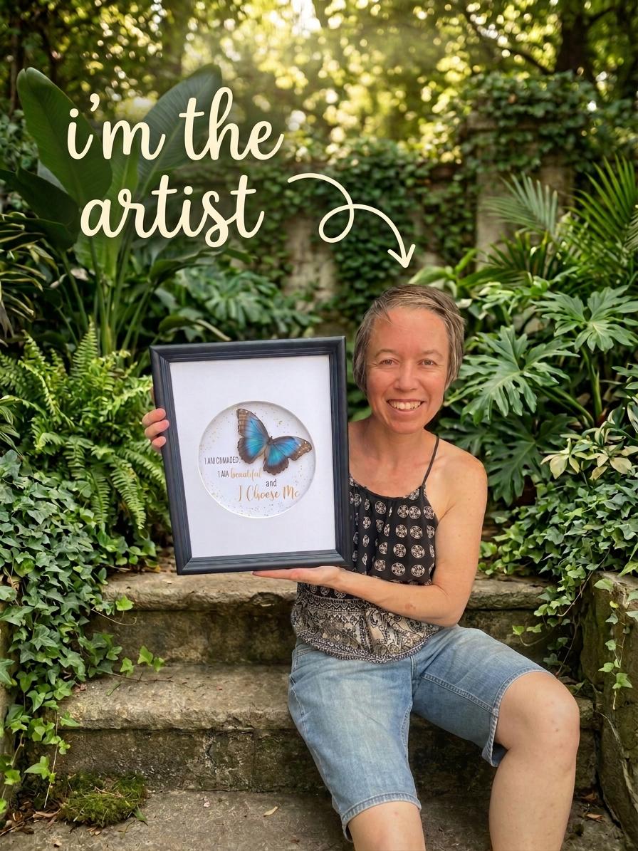 Real Blue Morpho “I Choose Me” Affirmation Shadow Box