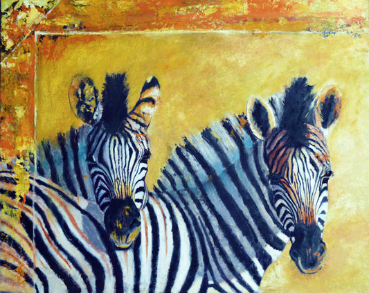 Original hand-painted zebra painting, 16x20