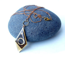 Load image into Gallery viewer, Extra Long Chain Butterfly Wing Brass Kite Necklace - Owl Eye
