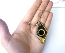 Load image into Gallery viewer, Extra Long Chain Butterfly Wing Brass Kite Necklace - Owl Eye
