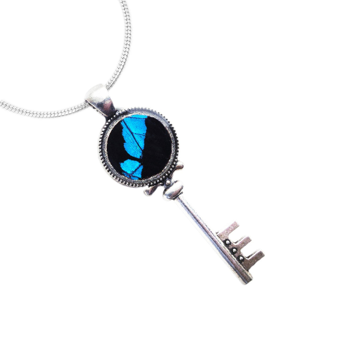 Skeleton key wing necklace, alternate view