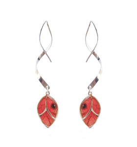 Real butterfly wing leaf earrings - Blushing Phantom