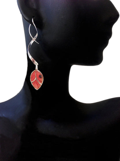 Blushing Phantom leaf earrings, additional view