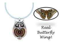 Load image into Gallery viewer, Real Butterfly Wing Owl Necklace
