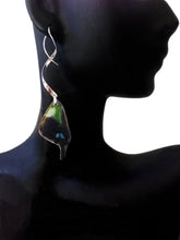 Load image into Gallery viewer, Real butterfly wing earrings with sterling silver twist - Graphium Weiskei
