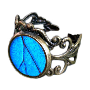 Real Blue Butterfly Wing Ring - Blue Morpho