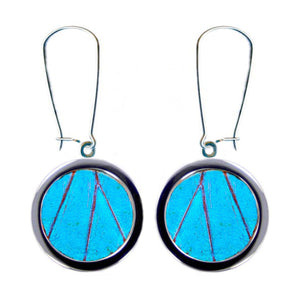 Pendant Butterfly Wing Earrings - Blue Morpho Circle