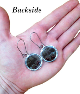 Pendant Butterfly Wing Earrings - Blue Morpho Circle