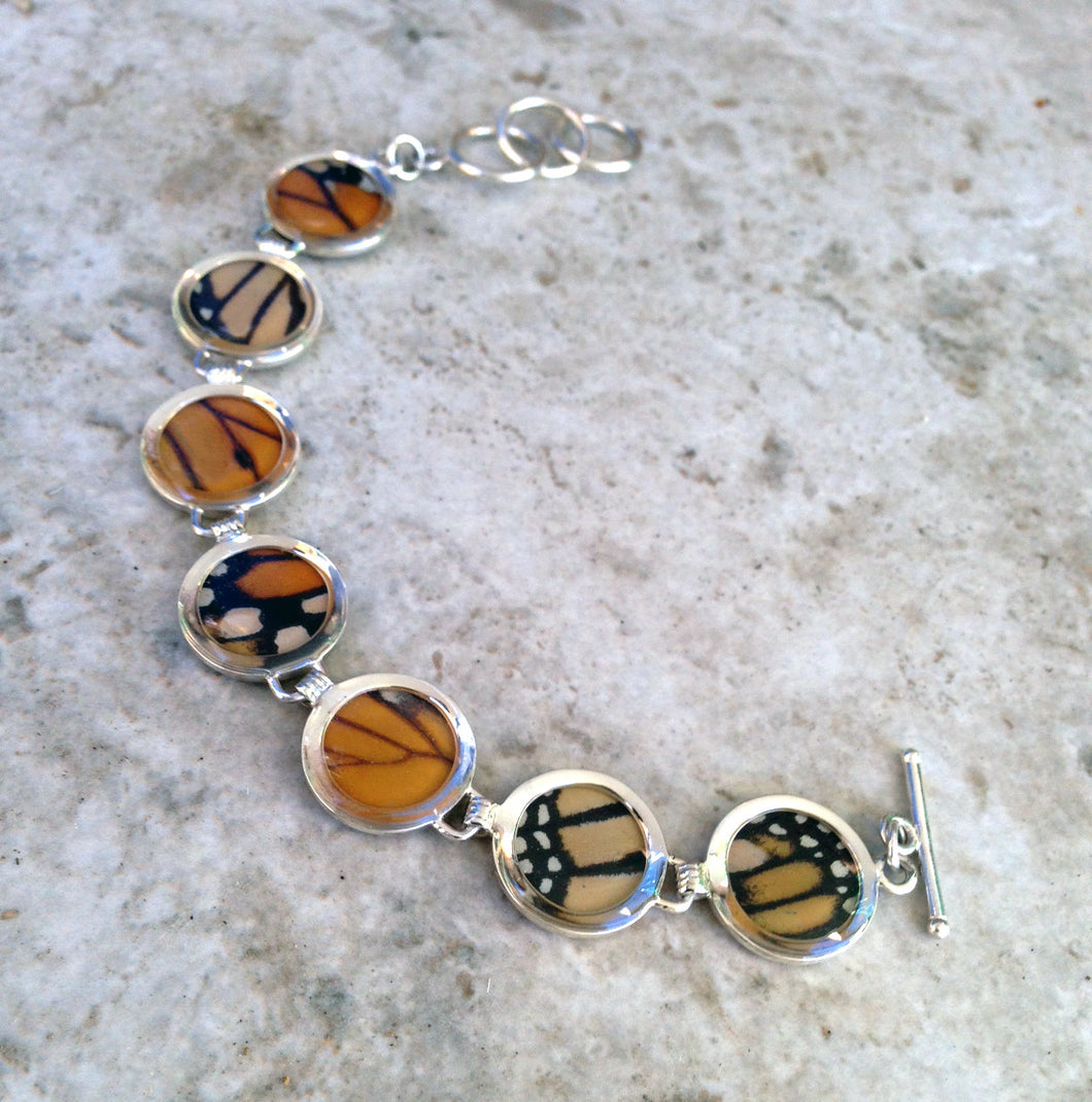 Monarch Butterfly Wing Sterling Silver Bracelet