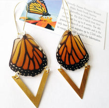 Load image into Gallery viewer, Monarch Butterfly Wing Chevron Earrings
