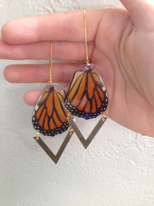 Monarch Butterfly Wing Chevron Earrings