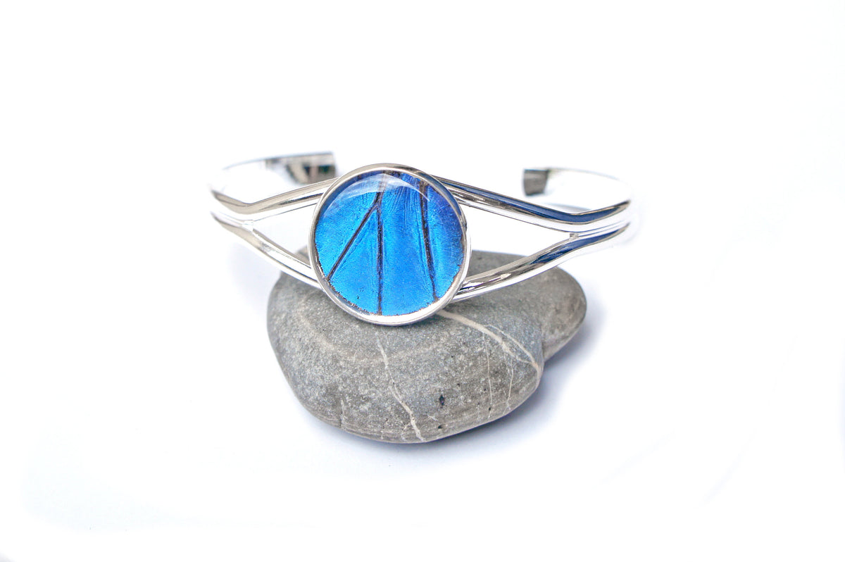 Blue Morpho cuff bracelet, alternate view