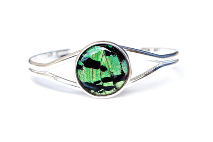 Green Sunset Moth cuff, detail view