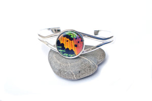 Silver Butterfly Wing Bracelet Cuff - Rainbow Sunset Moth Silver Accessory