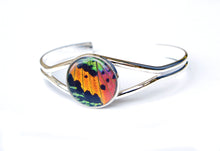 Load image into Gallery viewer, Silver Butterfly Wing Bracelet Cuff - Rainbow Sunset Moth Silver Accessory
