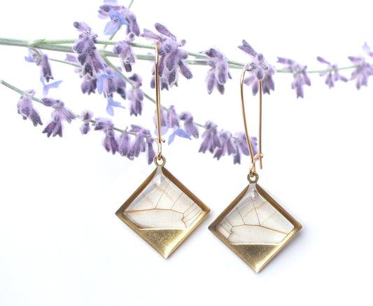 Blushing Phantom dangle earrings, alternate view
