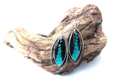Graphium milon sterling earrings, detail view