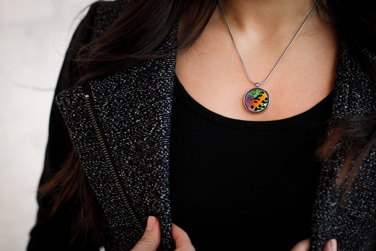 Rainbow Sunset Moth pendant, additional view