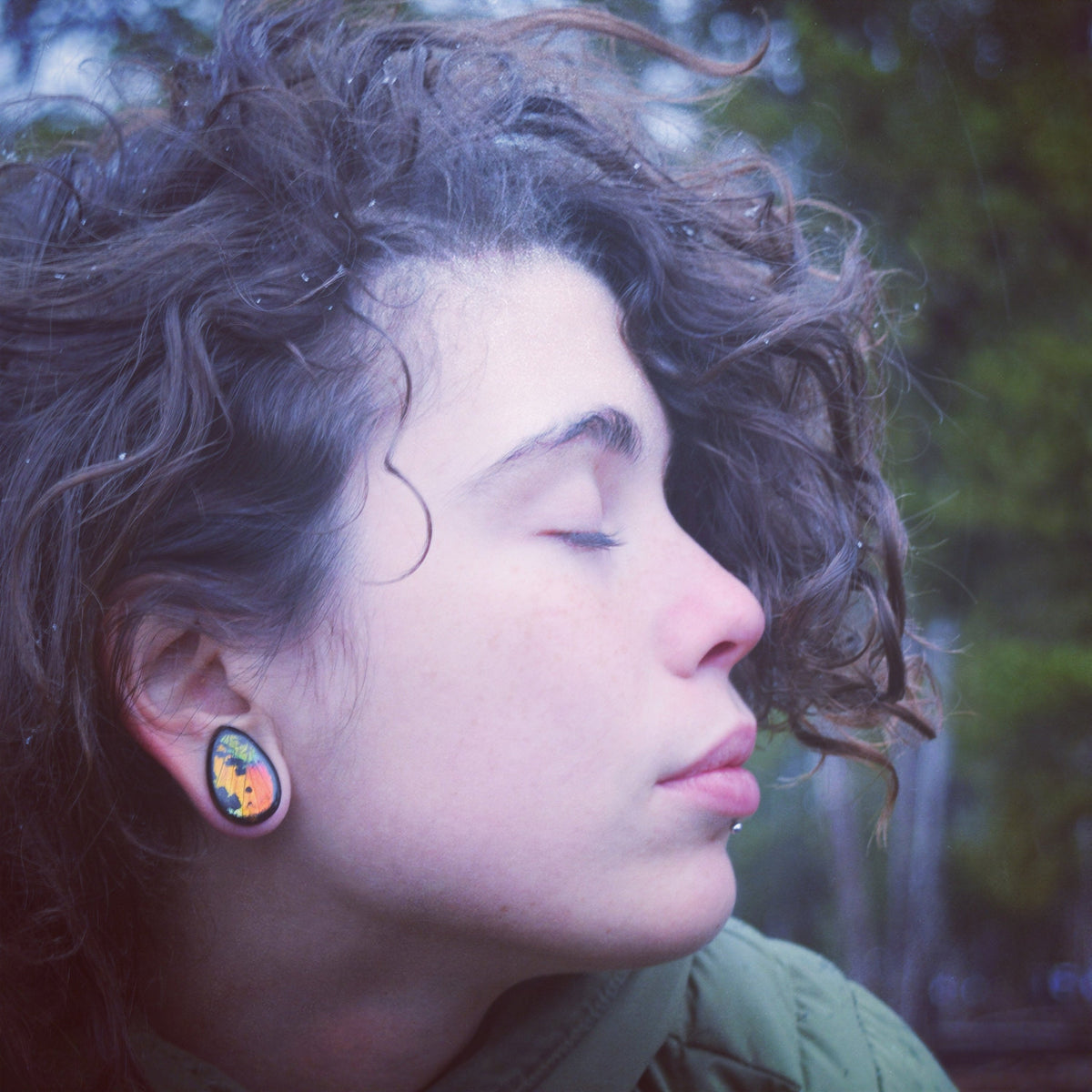 Sunset Moth teardrop plugs, additional view