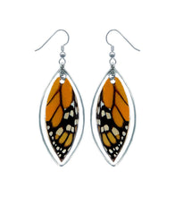 Load image into Gallery viewer, Real Monarch Butterfly Wing- Sterling Silver Earrings - Monarch Forewing - Butterfly Gift, Nature Theme Jewelry
