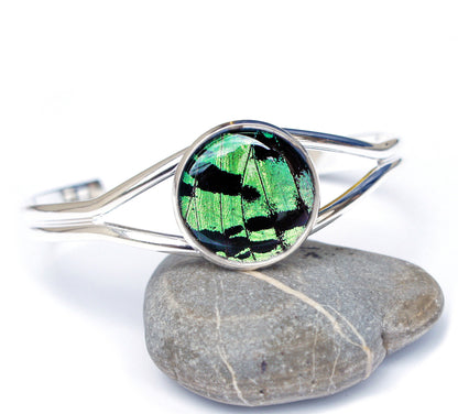 Green Sunset Moth cuff, alternate view