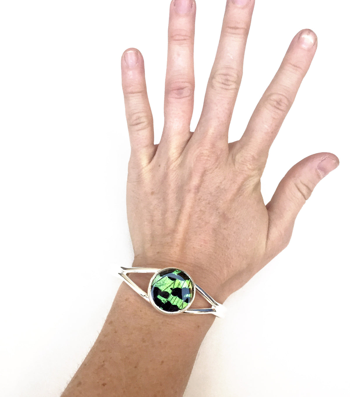 Green Sunset Moth cuff, additional view