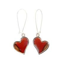 Load image into Gallery viewer, Real Butterfly Sterling Silver Heart Earrings - Cymothoe Sangaris
