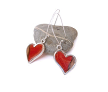 Load image into Gallery viewer, Real Butterfly Sterling Silver Heart Earrings - Cymothoe Sangaris
