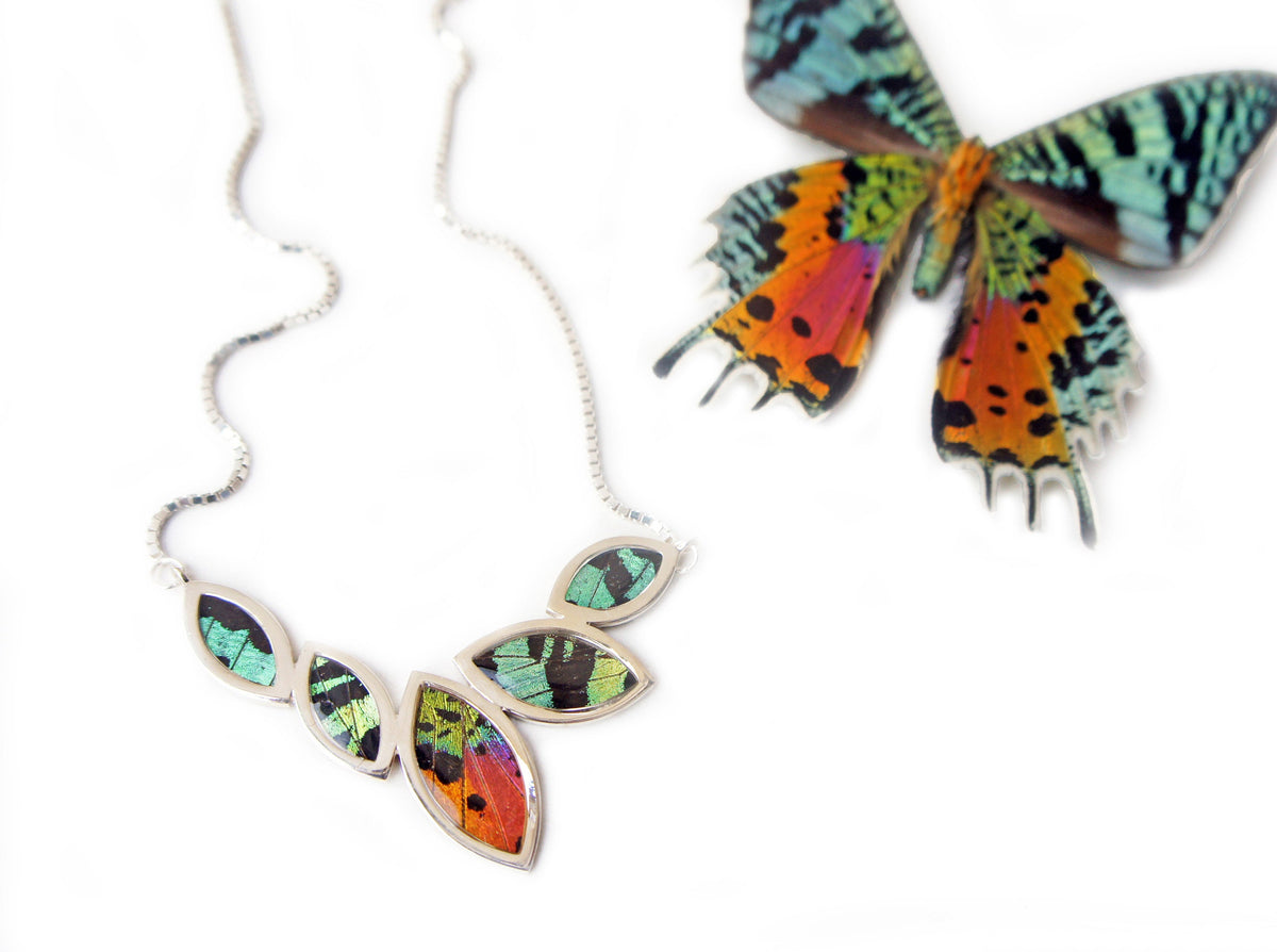 Sunset Moth marquis necklace, detail view