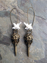 Load image into Gallery viewer, Snake Vertebrae Skull Earrings - Taxidermy Jewelry, Oddities Jewelry, Goth Style, Curiosities
