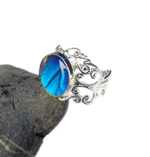 Load image into Gallery viewer, Real Blue Butterfly Wing Ring - Blue Morpho
