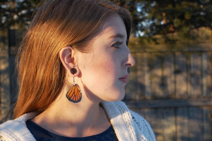 Monarch hindwing earrings, additional view