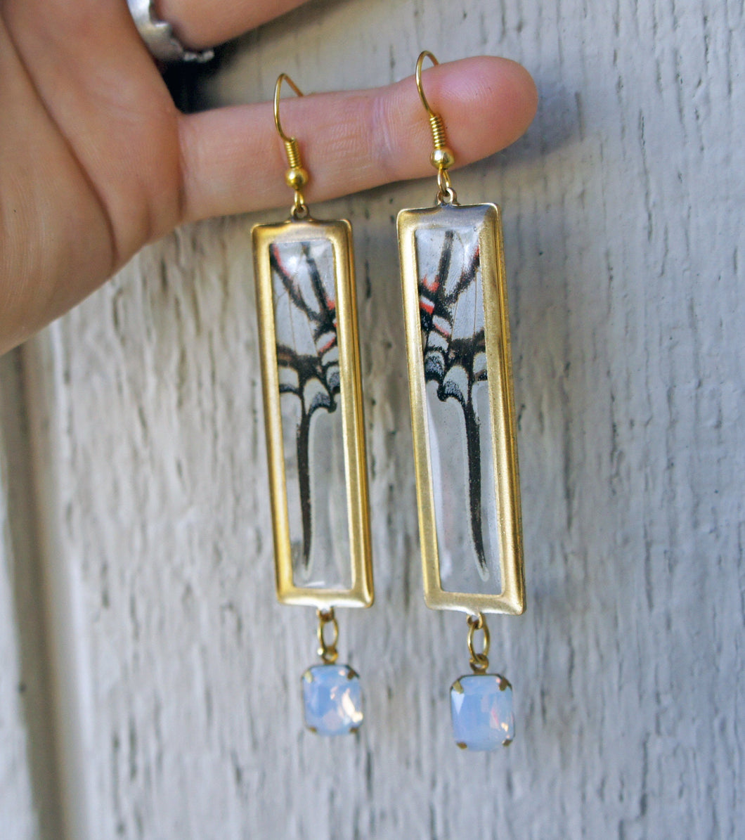 Swordtail Butterfly Wing Pendant Earrings - Butterfly Gift, Nature Theme Jewelry