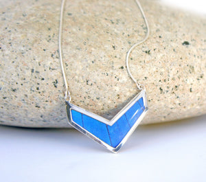 Butterfly Wing Necklace Pendant Jewelry - Blue Morpho Chevron