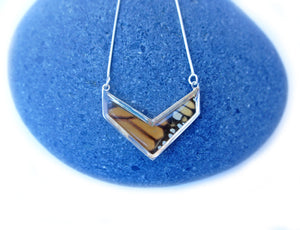 Butterfly Wing Necklace Pendant Jewelry - Monarch Chevron