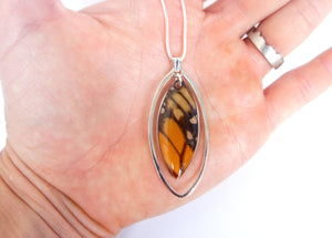 Monarch Butterfly Wing Necklace in Sterling Silver - Monarch Forewing