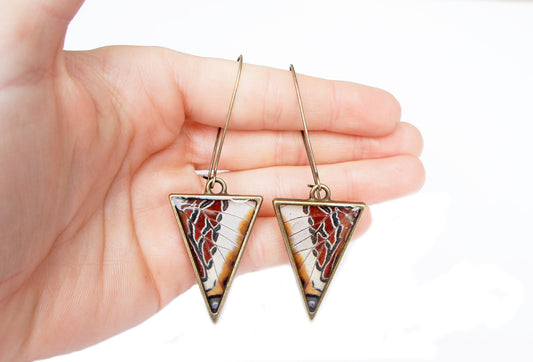 Charaxes brutus triangle earrings, alternate view