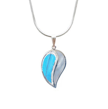 Load image into Gallery viewer, Real Blue Morpho Butterfly Wing Necklace with Pearl Shell in Sterling Silver

