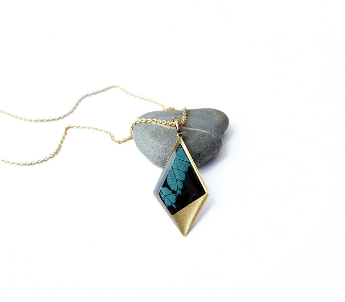 Real Papilio bromius hindwing in a kite pendant necklace