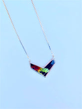 Load image into Gallery viewer, Butterfly Wing Necklace Pendant Jewelry - Rainbow Sunset Moth Chevron
