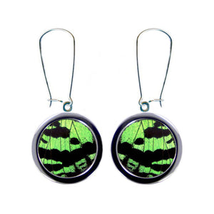 Recycled Butterfly Wing Circle Stainless Steel Pendant Earrings - Green Sunset Moth Forewing - Nature Art, Nature Jewelry, Butterflies