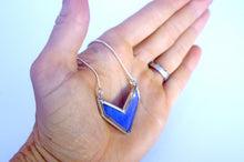 Load image into Gallery viewer, Butterfly Wing Necklace Pendant Jewelry - Blue Morpho Chevron
