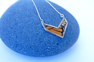 Butterfly Wing Necklace Pendant Jewelry - Monarch Chevron