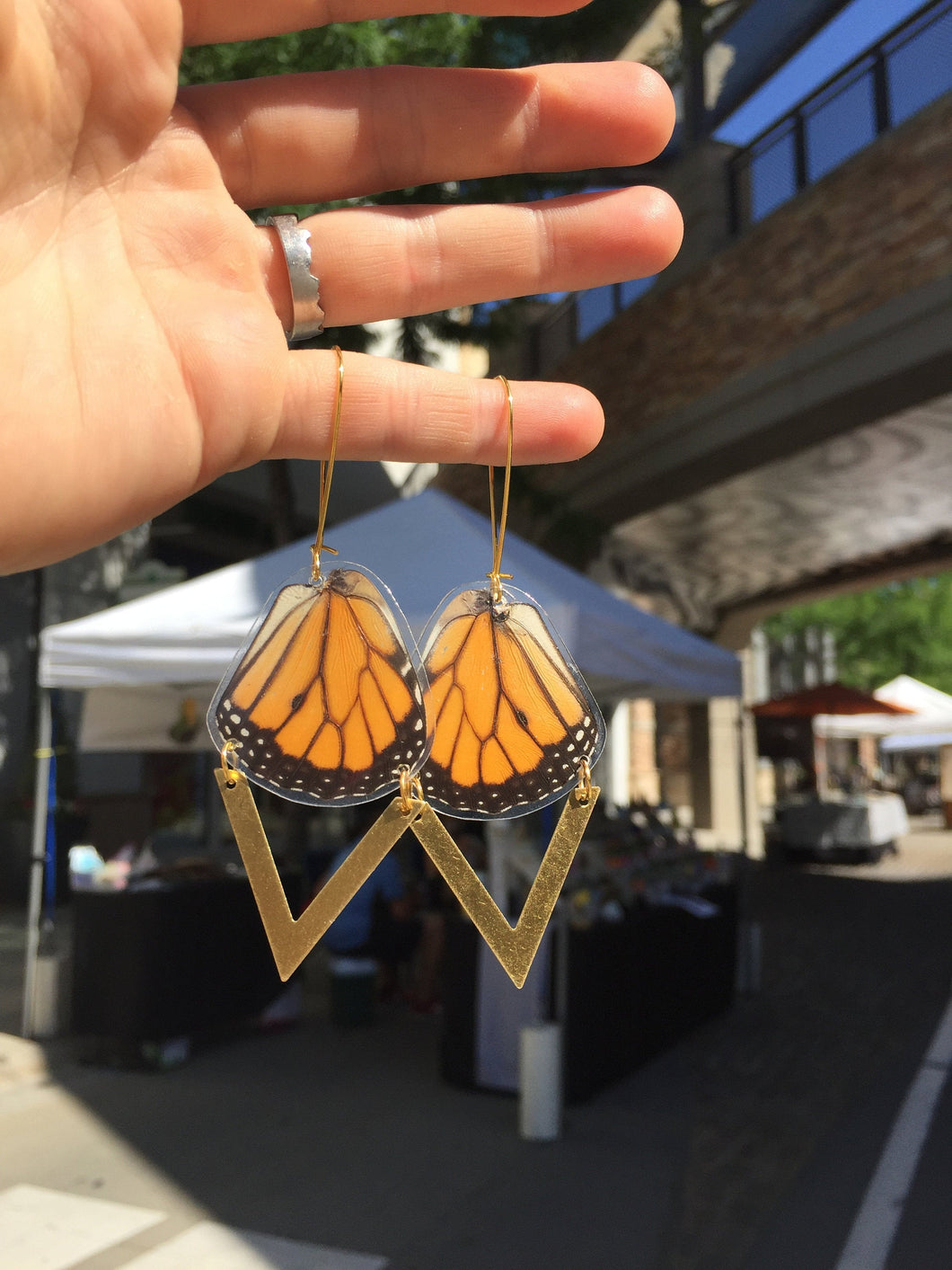 Monarch Butterfly Wing Chevron Earrings