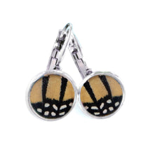 Load image into Gallery viewer, Real Butterfly Wing Post Earrings - Monarch with polka dots

