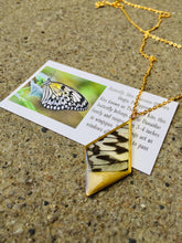 Load image into Gallery viewer, Recycled Butterfly Wing Necklace Pendant Jewelry - Rice Paper - Butterflies, Unique, Colorful, Nature Art

