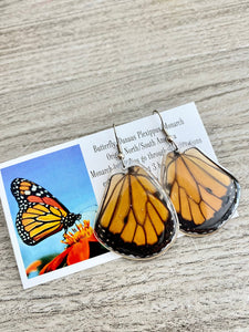 Real Butterfly Wing Earrings - Monarch Hindwing