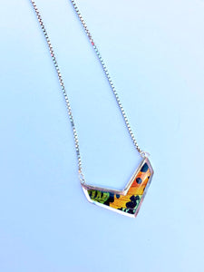 Butterfly Wing Necklace Pendant Jewelry - Rainbow Sunset Moth Chevron