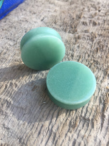 1” Double Flared Jade Stone Plugs Circle Shape