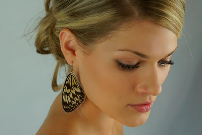 Rice Paper forewing earrings, alternate view